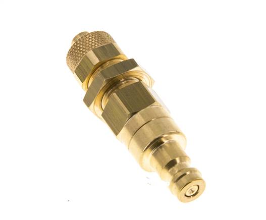 Laiton DN 5 Air Coupling Plug 6x8 mm Union Nut Bulkhead Double Shut-Off