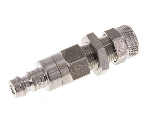 Stainless steel DN 5 Air Coupling Plug 6x8 mm Union Nut Bulkhead Double Shut-Off