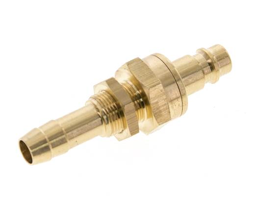 Laiton DN 7.2 (Euro) Air Coupling Plug 10 mm Hose Pillar Bulkhead Double Shut-Off