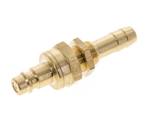 Laiton DN 7.2 (Euro) Air Coupling Plug 10 mm Hose Pillar Bulkhead Double Shut-Off