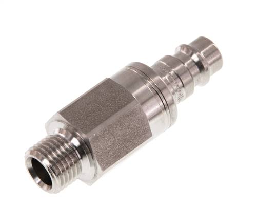 Acier inoxydable 316L DN 7.2 (Euro) Air Coupling Plug G 1/4 inch Male Double Shut-Off