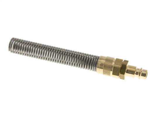 Laiton DN 7.2 (Euro) Air Coupling Plug 6x8 mm Union Nut Bend-Protect with Check Valve