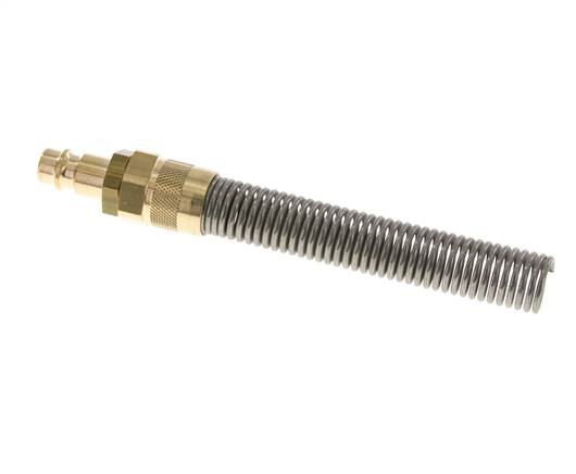 Laiton DN 7.2 (Euro) Air Coupling Plug 6x8 mm Union Nut Bend-Protect with Check Valve