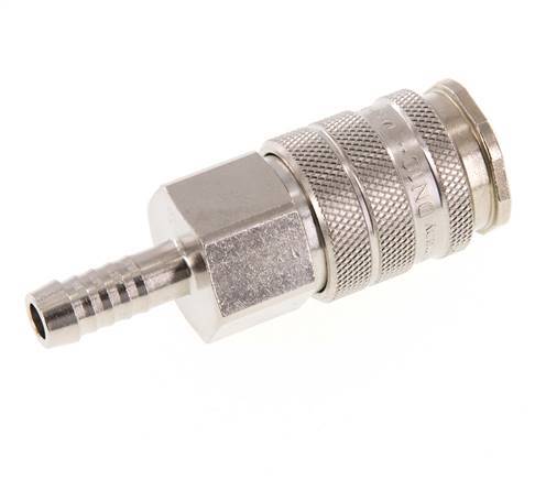 Nickel-plated Brass DN 10 Air Coupling Socket 9 mm Hose Pillar Double Shut-Off
