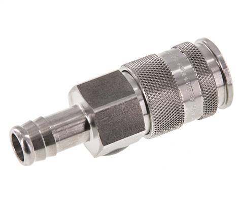 Stainless steel DN 10 Air Coupling Socket 13 mm Hose Pillar Double Shut-Off