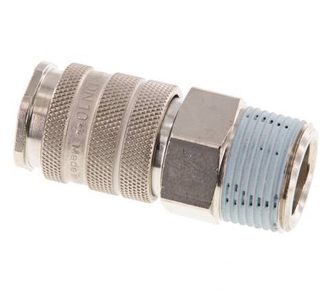 Nickel-plated Brass DN 10 Air Coupling Socket R 3/4 inch Male Double Shut-Off