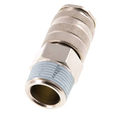 Nickel-plated Brass DN 10 Air Coupling Socket R 3/4 inch Male Double Shut-Off