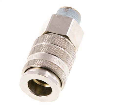 Nickel-plated Brass DN 10 Air Coupling Socket R 3/8 inch Male Double Shut-Off