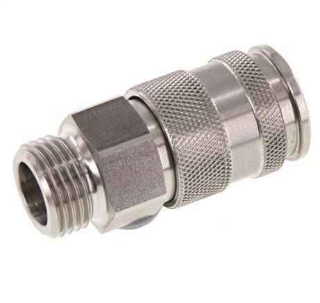 Coupleur d'air DN 10 en acier inoxydable Douille G 1/2 pouce mâle à double obturation