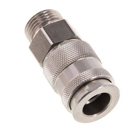 Coupleur d'air DN 10 en acier inoxydable Douille G 1/2 pouce mâle à double obturation