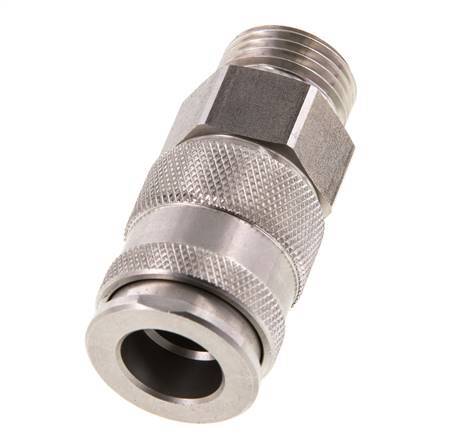 Coupleur d'air DN 10 en acier inoxydable Douille G 1/2 pouce mâle à double obturation