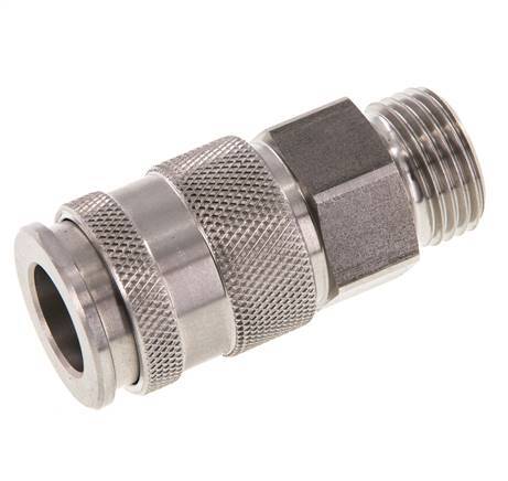 Coupleur d'air DN 10 en acier inoxydable Douille G 1/2 pouce mâle à double obturation