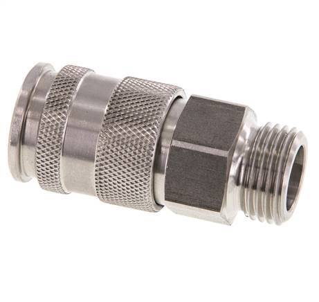 Coupleur d'air DN 10 en acier inoxydable Douille G 1/2 pouce mâle à double obturation
