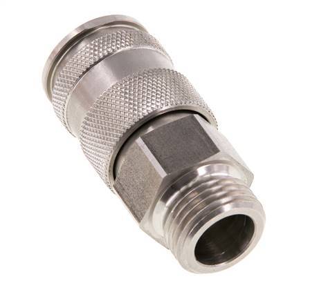 Coupleur d'air DN 10 en acier inoxydable Douille G 1/2 pouce mâle à double obturation