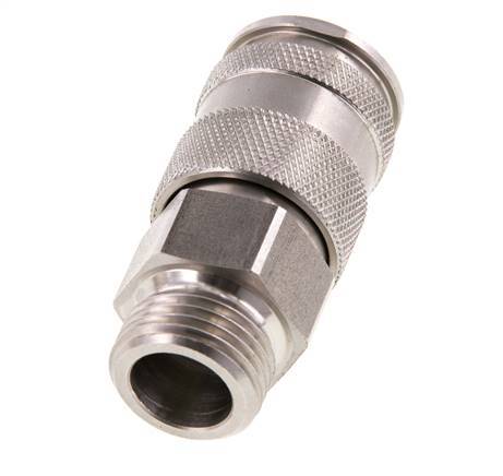 Coupleur d'air DN 10 en acier inoxydable Douille G 1/2 pouce mâle à double obturation