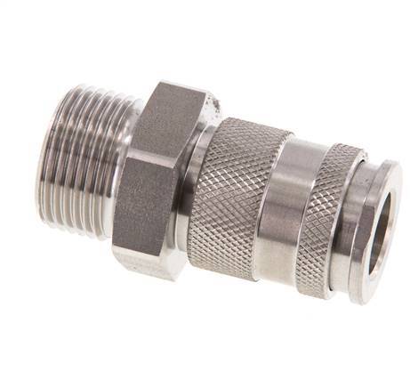 Coupleur d'air DN 10 en acier inoxydable Douille G 3/4 pouce mâle à double obturation