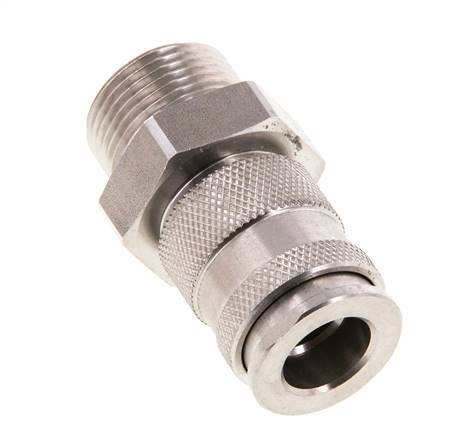 Coupleur d'air DN 10 en acier inoxydable Douille G 3/4 pouce mâle à double obturation