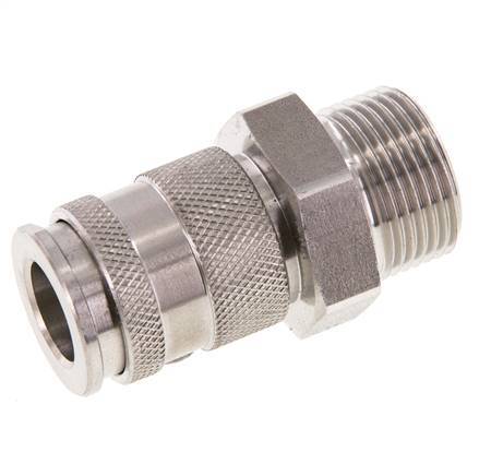 Coupleur d'air DN 10 en acier inoxydable Douille G 3/4 pouce mâle à double obturation