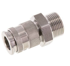 Coupleur d'air DN 10 en acier inoxydable Douille G 3/4 pouce mâle à double obturation