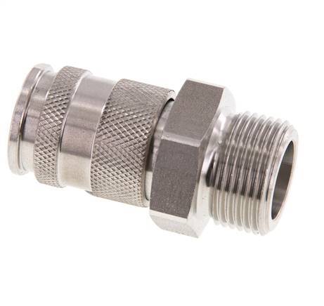 Coupleur d'air DN 10 en acier inoxydable Douille G 3/4 pouce mâle à double obturation