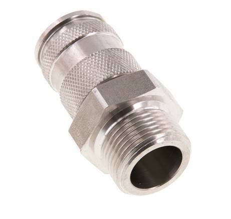 Coupleur d'air DN 10 en acier inoxydable Douille G 3/4 pouce mâle à double obturation