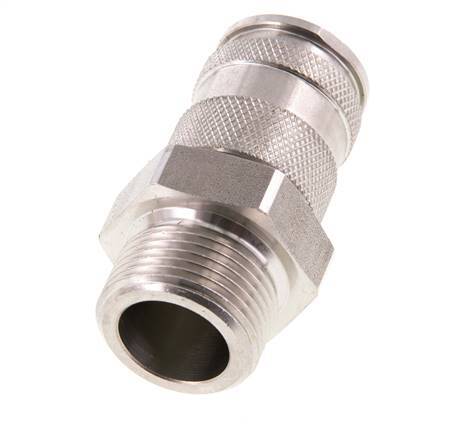 Coupleur d'air DN 10 en acier inoxydable Douille G 3/4 pouce mâle à double obturation