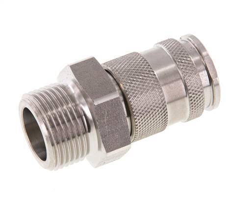 Coupleur d'air DN 10 en acier inoxydable Douille G 3/4 pouce mâle à double obturation