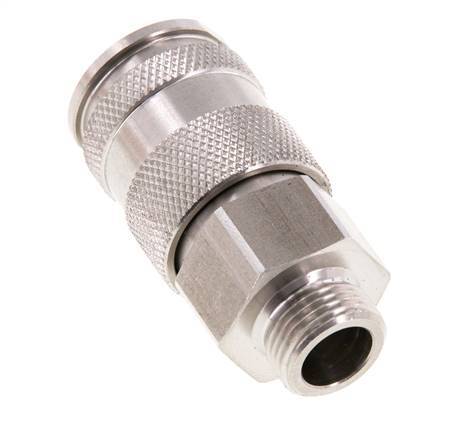 Acier inoxydable DN 10 Coupleur d'Air Douille G 3/8 pouce Mâle Double obturation