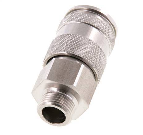 Acier inoxydable DN 10 Coupleur d'Air Douille G 3/8 pouce Mâle Double obturation