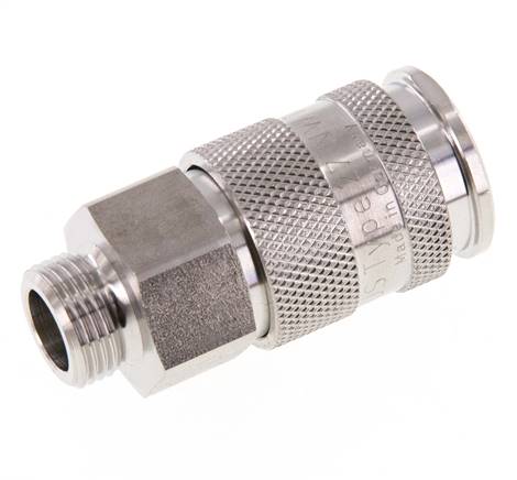 Acier inoxydable 316L DN 10 Air Coupling Socket G 3/8 inch Male Double Shut-Off