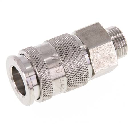 Acier inoxydable 316L DN 10 Air Coupling Socket G 3/8 inch Male Double Shut-Off