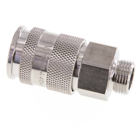 Acier inoxydable 316L DN 10 Air Coupling Socket G 3/8 inch Male Double Shut-Off