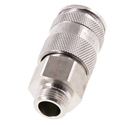 Acier inoxydable 316L DN 10 Air Coupling Socket G 3/8 inch Male Double Shut-Off