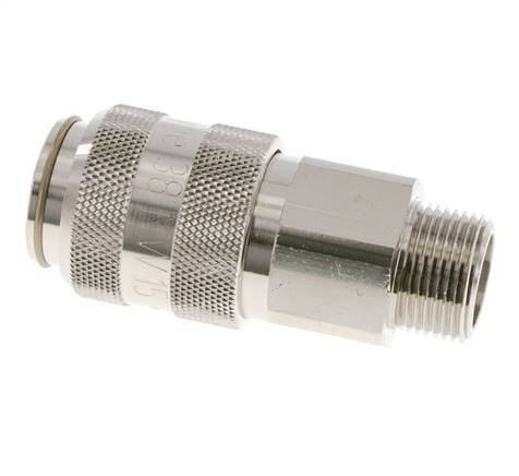 Nickel-plated Brass DN 15 Air Coupling Socket G 3/4 inch Male Double Shut-Off