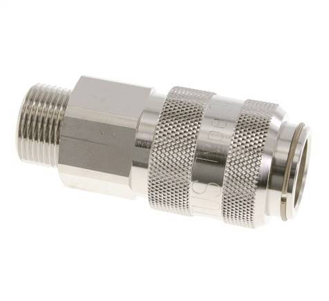 Nickel-plated Brass DN 15 Air Coupling Socket G 3/4 inch Male Double Shut-Off