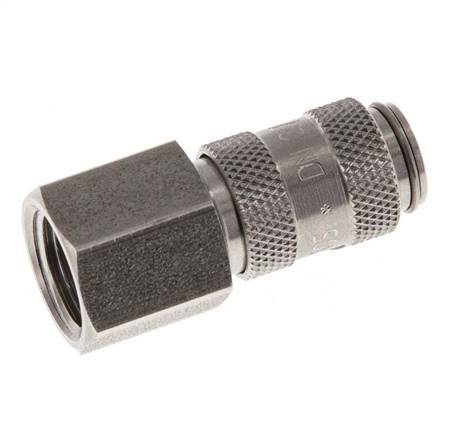 Stainless steel DN 2.7 (Micro) Air Coupling Socket G 1/8 inch Female Double Shut-Off