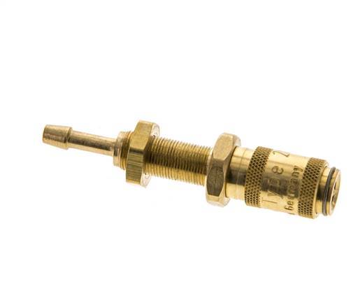 Brass DN 2.7 (Micro) Air Coupling Socket 3 mm Hose Pillar Bulkhead Double Shut-Off