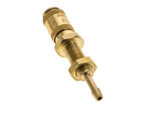 Brass DN 2.7 (Micro) Air Coupling Socket 3 mm Hose Pillar Bulkhead Double Shut-Off