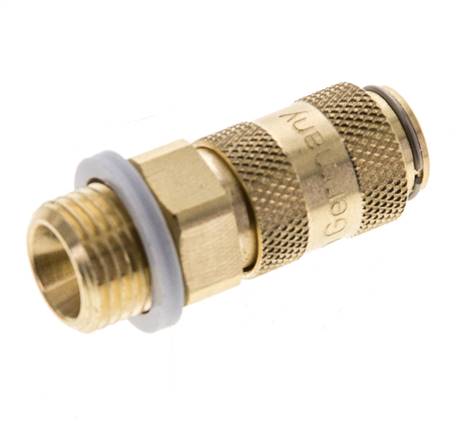 Laiton DN 2.7 (Micro) Coupleur d'air Douille G 1/8 pouce Mâle double obturation