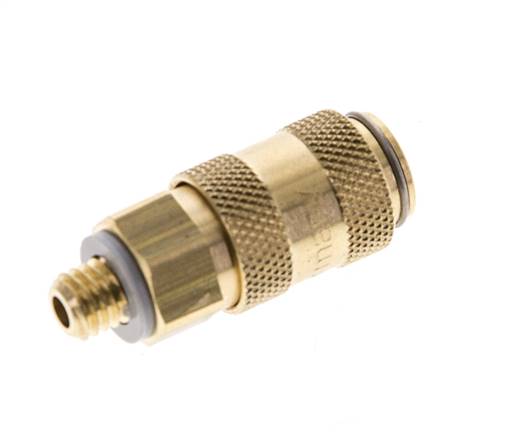 Laiton DN 2.7 (Micro) Air Coupling Socket M5 Male Double Shut-Off