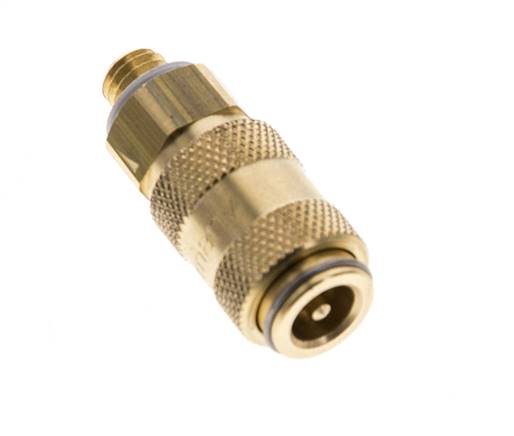 Laiton DN 2.7 (Micro) Air Coupling Socket M5 Male Double Shut-Off