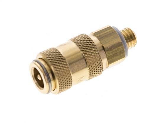 Laiton DN 2.7 (Micro) Air Coupling Socket M5 Male Double Shut-Off