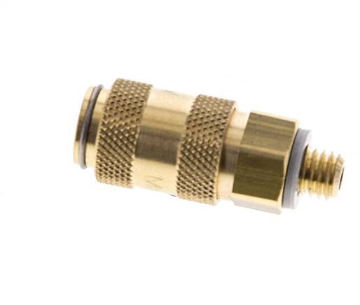 Laiton DN 2.7 (Micro) Air Coupling Socket M5 Male Double Shut-Off
