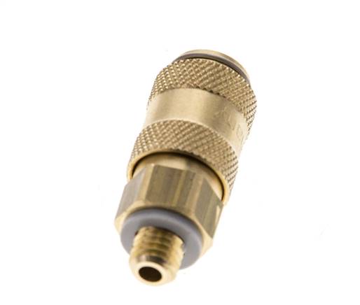 Laiton DN 2.7 (Micro) Air Coupling Socket M5 Male Double Shut-Off