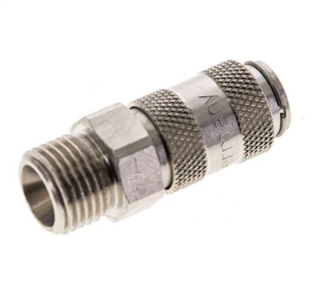 Laiton nickelé DN 2.7 (Micro) Coupleur pneumatique Douille G 1/8 pouce mâle double obturation