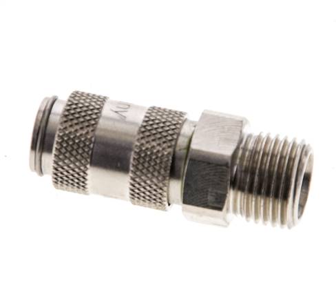 Laiton nickelé DN 2.7 (Micro) Coupleur pneumatique Douille G 1/8 pouce mâle double obturation