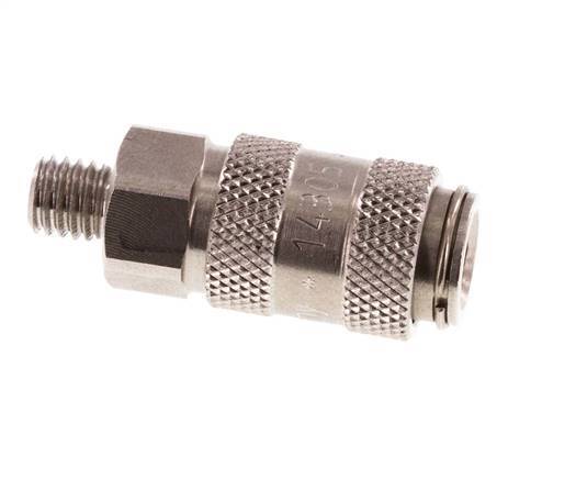Stainless steel DN 2.7 (Micro) Air Coupling Socket M5 Male Double Shut-Off