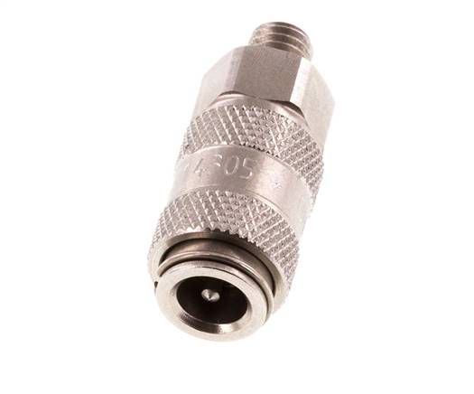 Acier inoxydable DN 2.7 (Micro) Air Coupling Socket G 1/8 inch Male Double Shut-Off