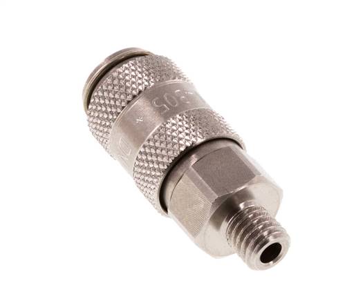Acier inoxydable DN 2.7 (Micro) Air Coupling Socket G 1/8 inch Male Double Shut-Off