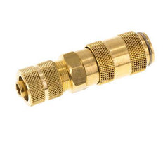 Brass DN 2.7 (Micro) Air Coupling Socket 4x6 mm Union Nut Double Shut-Off